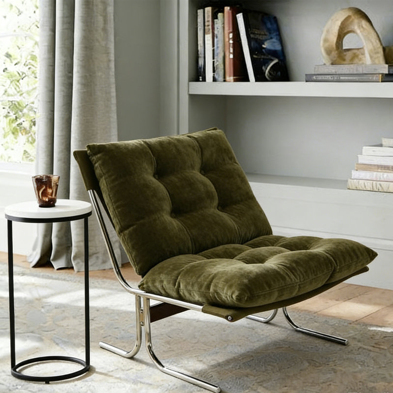 Fauteuil moderne rembourré à coussin souple, fauteuil d'appoint en velours côtelé pour bureau à domicile, chambre à coucher, salle à manger