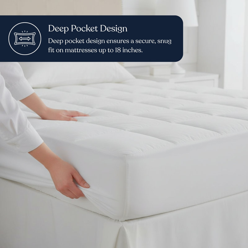 Twin (39" x 75") Organic Cotton Mattress Pad & Protector, Hypoallergenic, Waterproof, Cooling, Twin