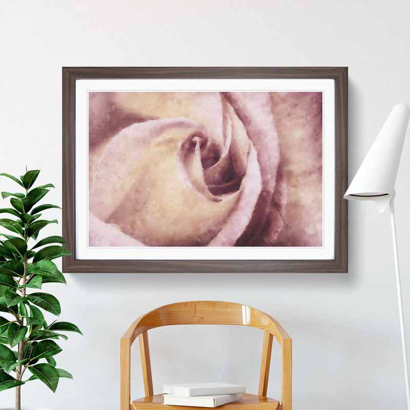 Pink Rose Flower Vol.6 - Framed Print, 48cm H x 65cm W x 2cm D, Walnut Framed