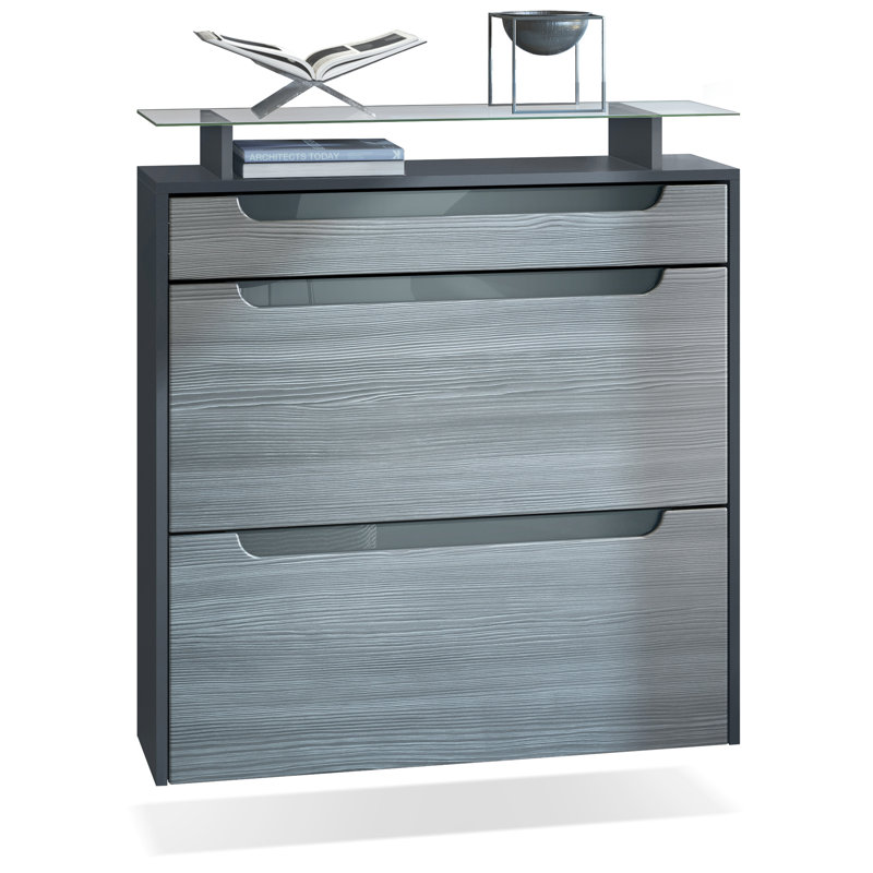 Afjol 16 Pair Shoe Storage Cabinet, Light Grey/Dark Grey