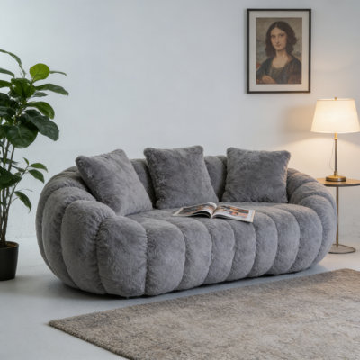 Soft Faux Fur Sofa – Compression-Floral Design
