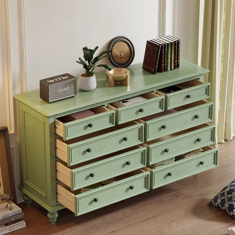 American-style vintage storage chest of drawer, Green