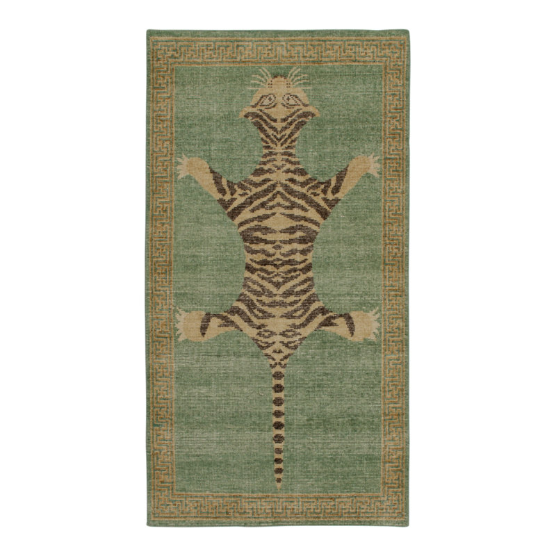 Distressed Homage Handmade Kilim Wool Animal Print Area Rug, Runner 3' x 12'