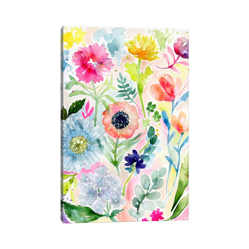 Loose Watercolor Flowers by Stephanie Corfee - Wrapped Canvas Painting, 20.32 cm H x 30.48 cm W
