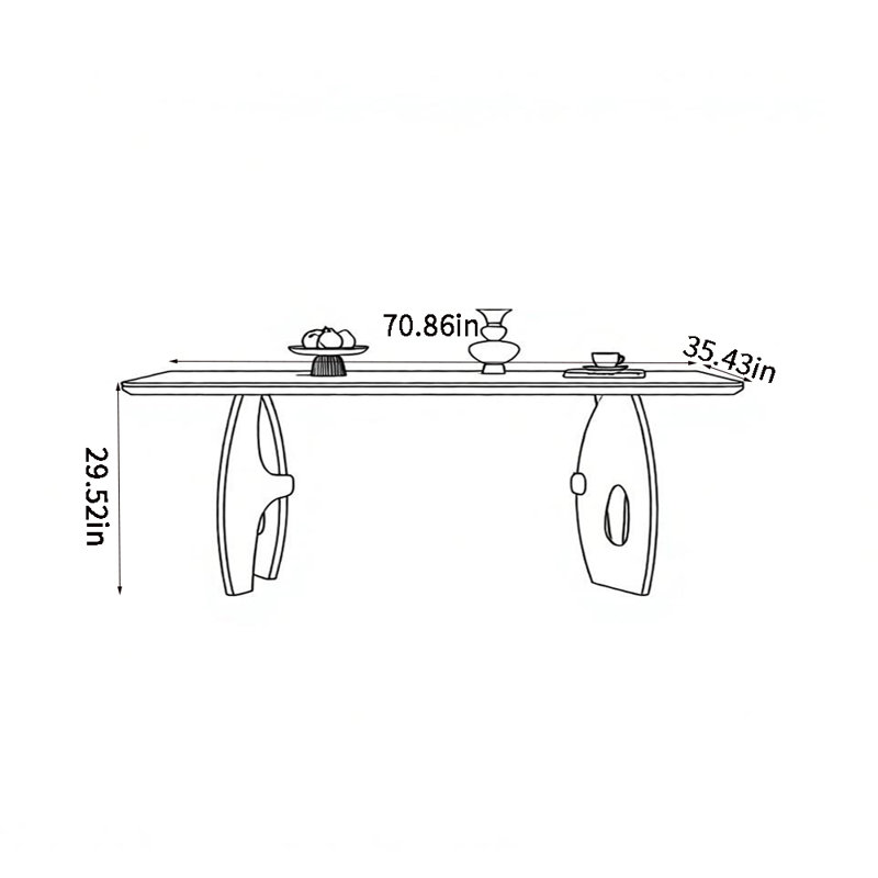 Simple high-end sintered stone dining table, 29.52"H x 70.86"L x 35.43"W