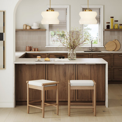 Backless Boucle Bar Stool