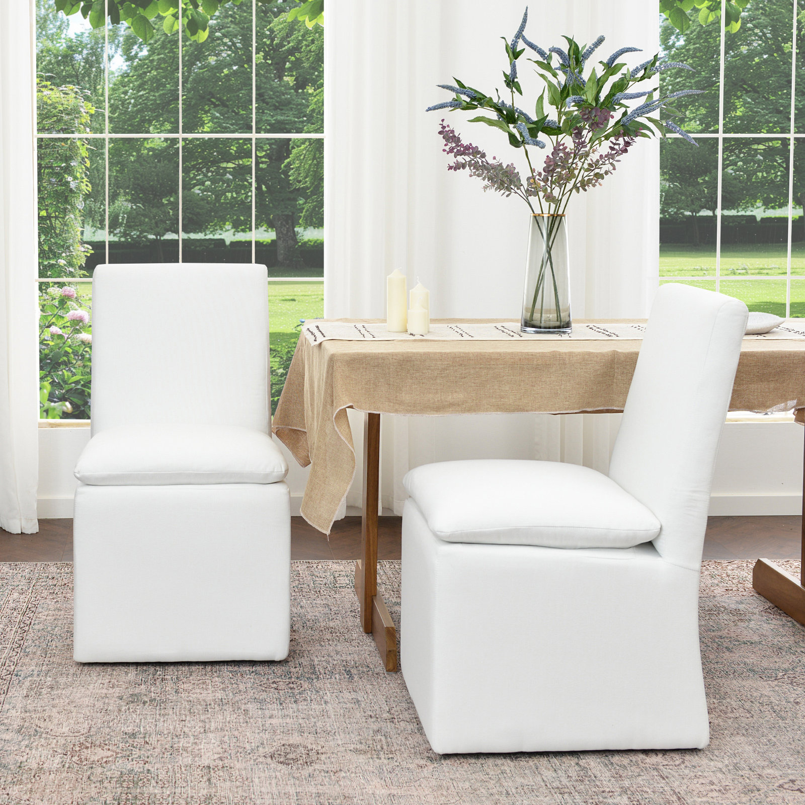 Keaton Linen Dining Chair, White