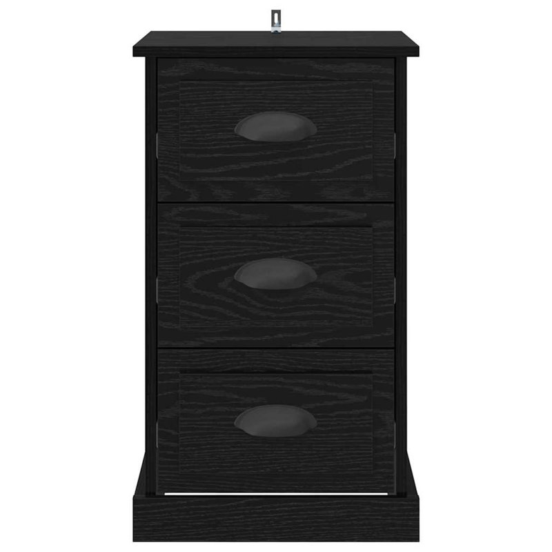 39cm W Manufactured Wood Bedside Table, Black Oak