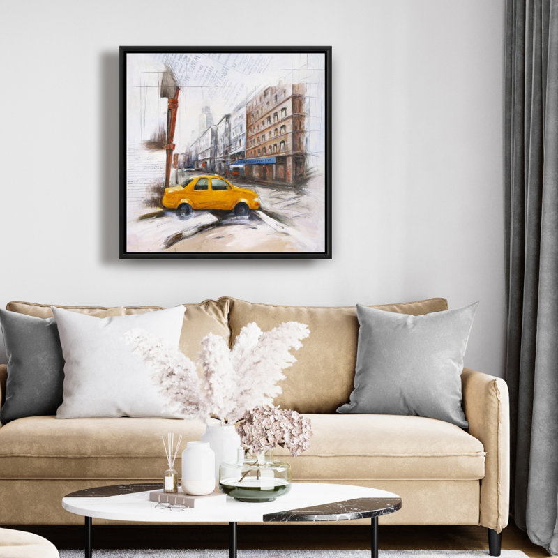 «Bateau dans la rue», croquis sur toile | Décoration de chambre à coucher industrielle