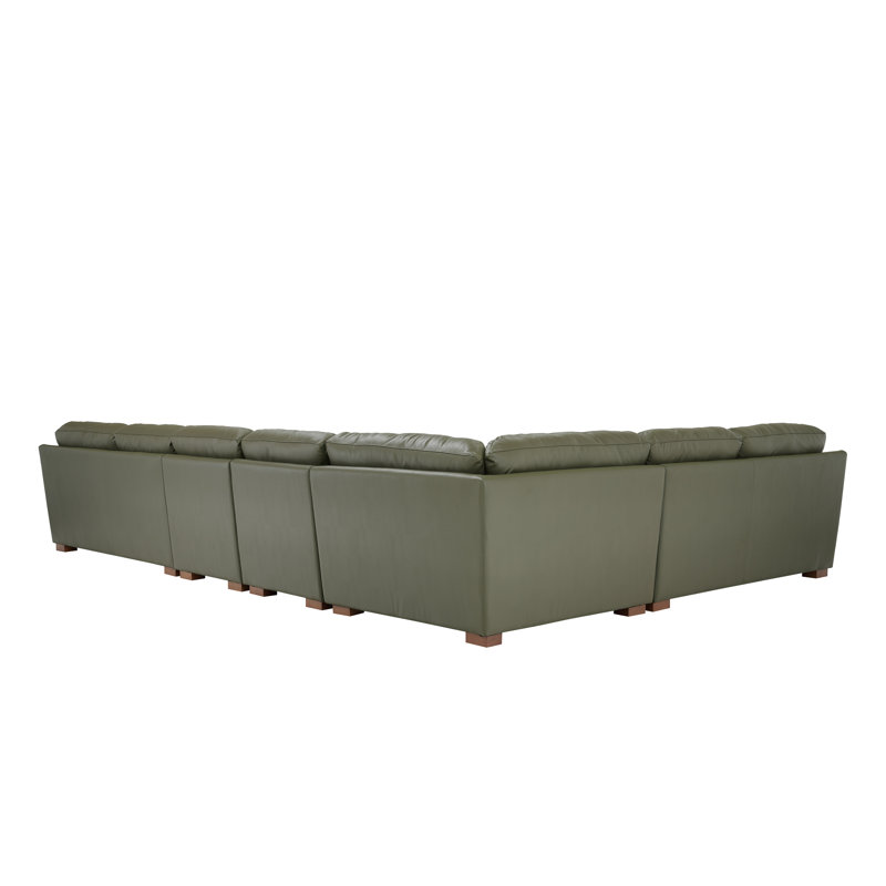 Canapé modulaire de coin avec repose-pieds Aness, Olive