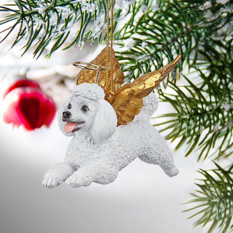 Ornement en forme d'ange avec un caniche «Honor the Pooch»