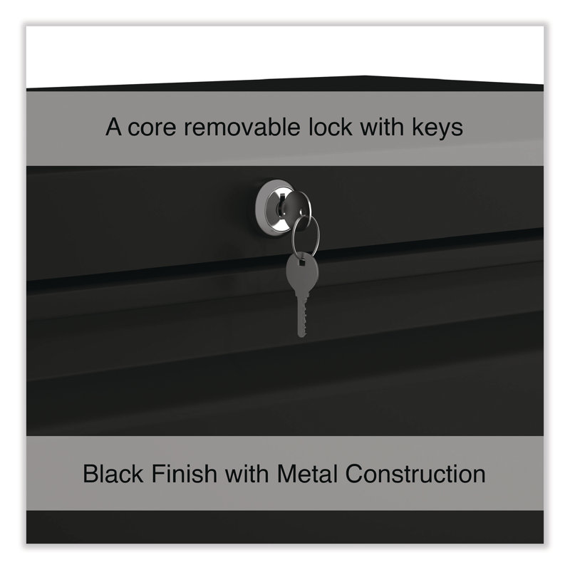 Black Steel 2-Drawer Lockable Lateral File Cabinet