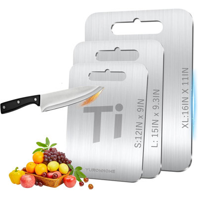 Ensemble de 3 planches à découper en titane, planches à découper pour la cuisine, double face de qualité alimentaire, non toxique, nouvelle mise à niveau, hygiénique, durable, lavable au lave-vaisselle pour les viandes, les fruits et les légumes