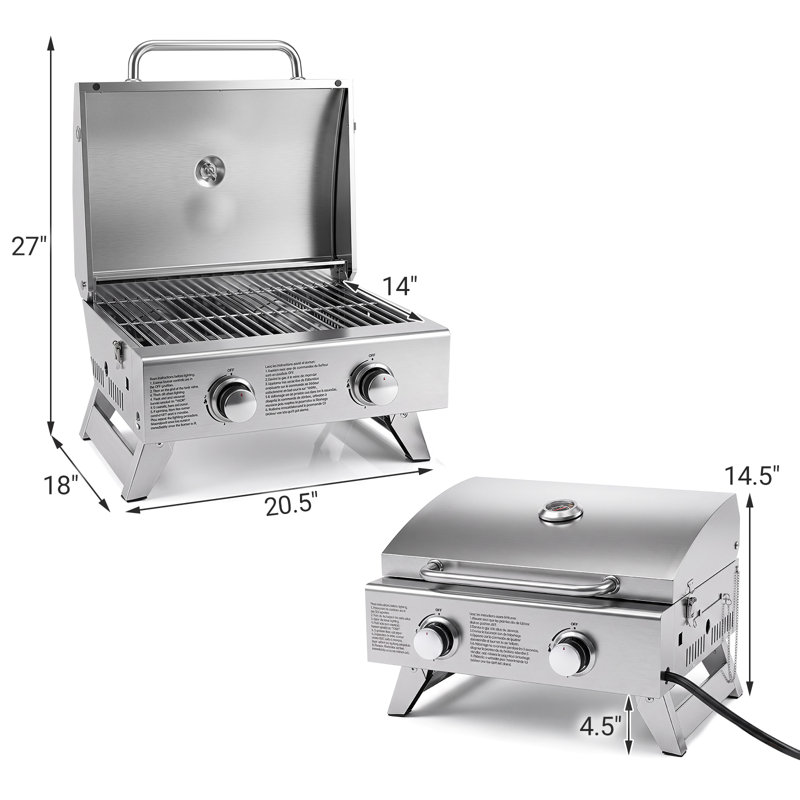 Barbecue au gaz à 2 brûleurs Costway