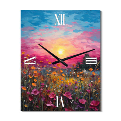 Horloge murale surdimensionnée à couper le souffle en fleurs Meadows I