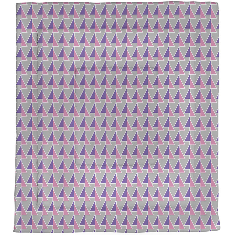Édredon réversible simple en microfibre à motif de flèches déplacées, Édredon grand, Rose/mauve