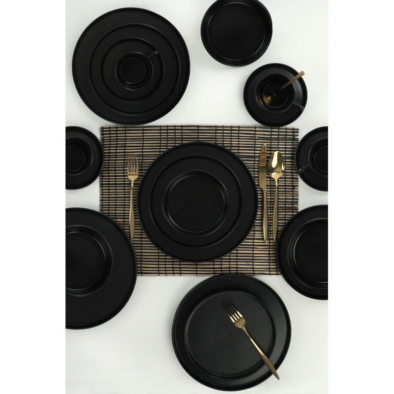 Service de table 20 pièces, service pour 4 Fathema, Noir mat
