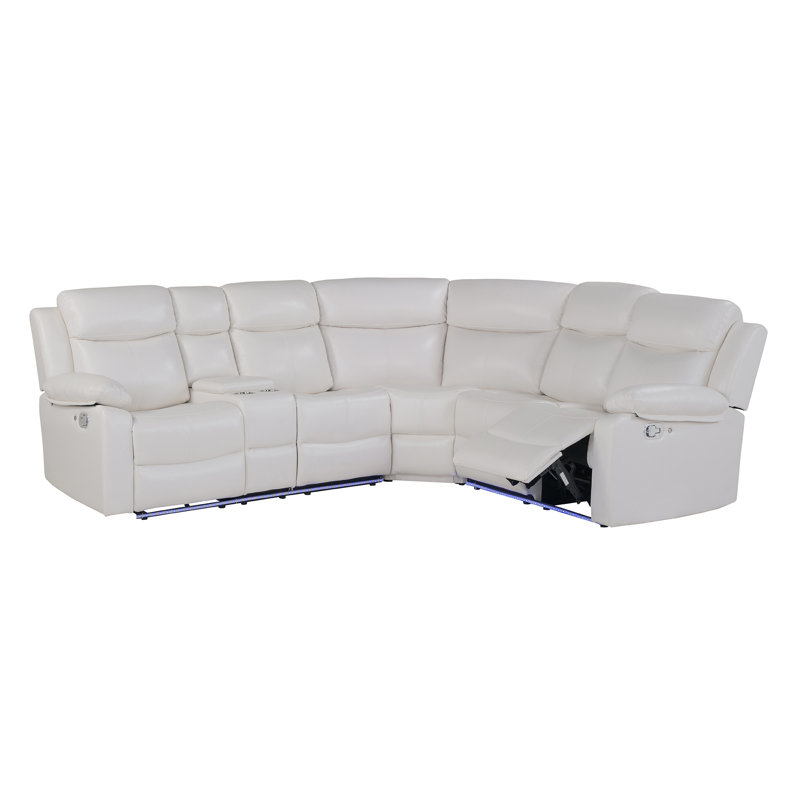 U6026 White Laf Sectional With Led, Left Hand Facing
