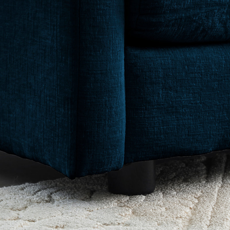 Chenille bleue 3 pièces - Élégance du salon, coussins et coussins rembourrés en bois massif, sièges somptueux, 2 fauteuils 2, construction, revêtement, rembourrage en éponge douce, pour
