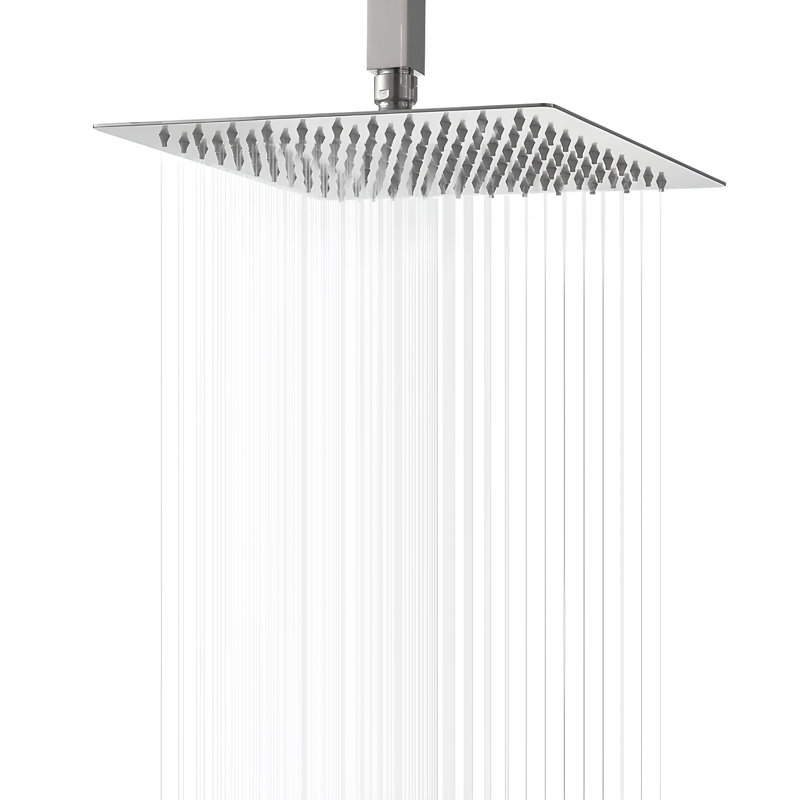 1 jet de 10 po Pomme de douche carrée simple à fixation murale et au plafond, Nickel brossé