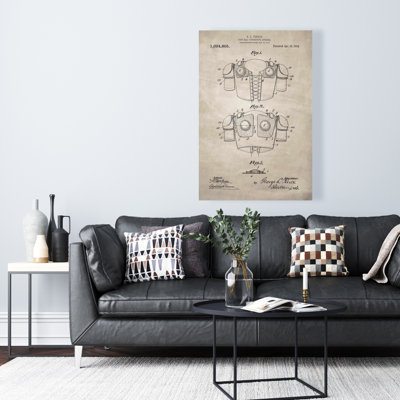 Football Protective Apparel Blueprint Canvas - Vintage Decor