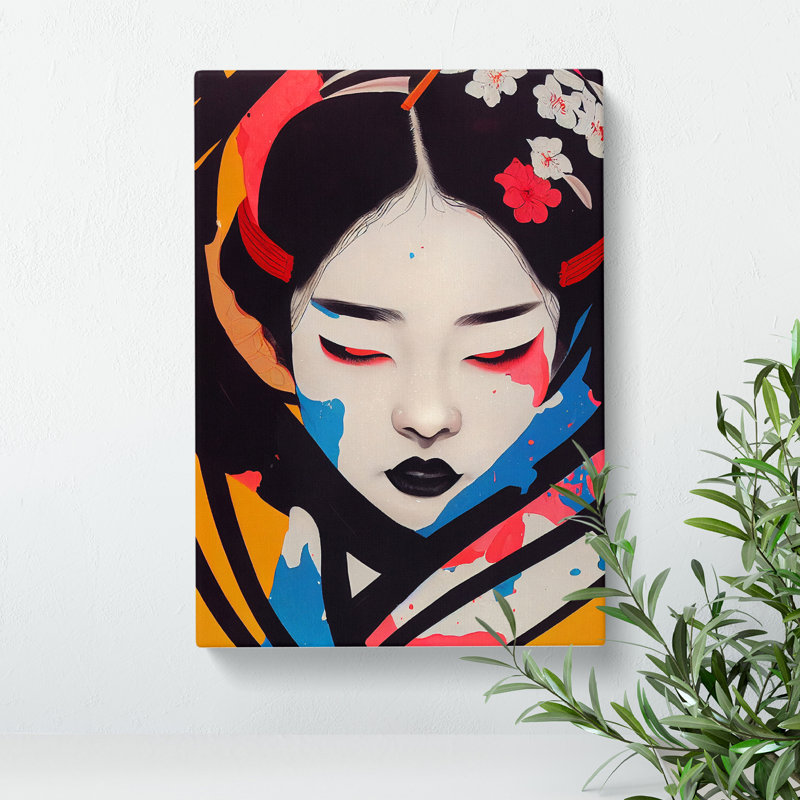 Geisha Paint Drip No.1 - Wrapped Canvas, 76cm H x 50cm W x 3cm D