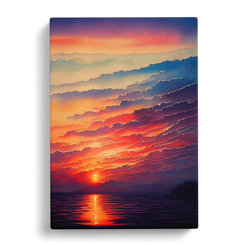 Shining Ocean Sunset - Wrapped Canvas, 76cm H x 50cm W x 3cm D