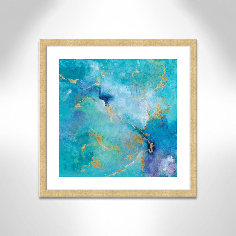 Golden Edge I - peinture encadrée, Encadrement champagne, H 24 po x l 24 po x P 2 po