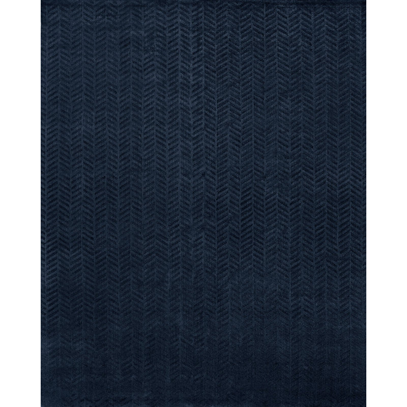 Chevron bleu tissé à la main Tapis décoratif, Rectangle 2 pi x 3 pi