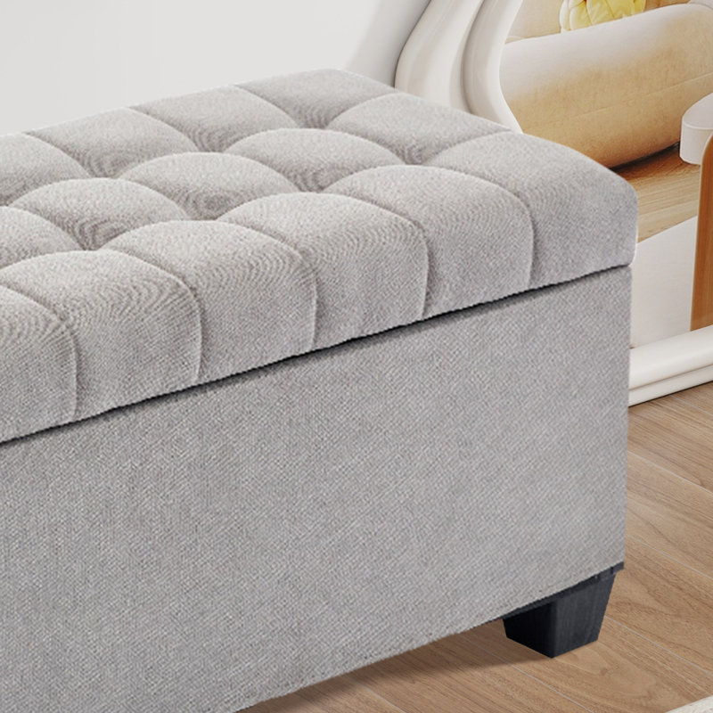 Banc de rangement multi-usages avec repose-pieds, Gris