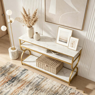 Table de canapé en faux marbre