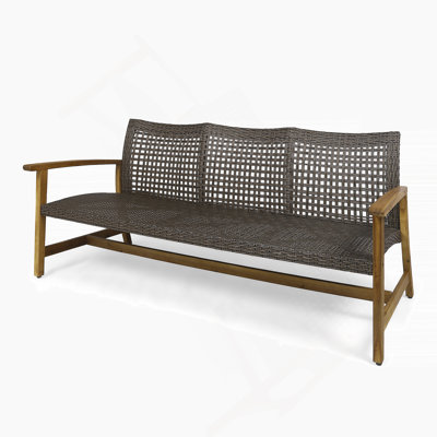 HAMPTON WOOD + WICKER 3 SEATER