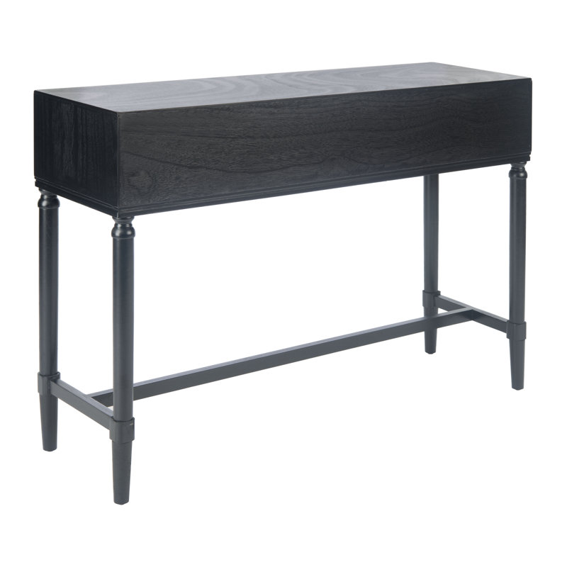 Riviera Elegance Black Wood and Metal Console Table with Storage