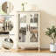 Vitrine à 2 portes avec dossier en miroir et rangement réglable - idéale pour l'organisation à domicile La poignée rétro éclairée ajoute un charme classique à-127306626