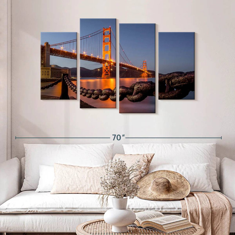 Lilie soirée au Golden Gate Bridge, H 32 po x l 52 po