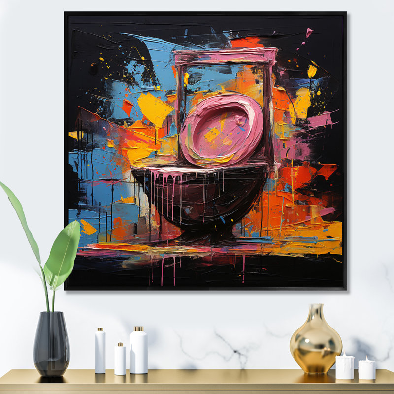 " Artistic Expression Abstract Toilet II ", Black Floater Framed, 30" H x 30" W x 1" D