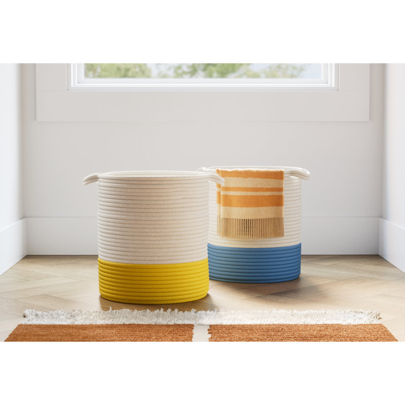 Highland Dunes Fabric Decorative Basket, Yellow