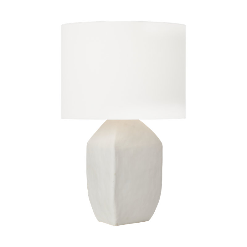 Lampe de table 1 lumière Hable Bridlington au fini céramique noire avec abat-jour en tissu de lin blanc, Blanc mat