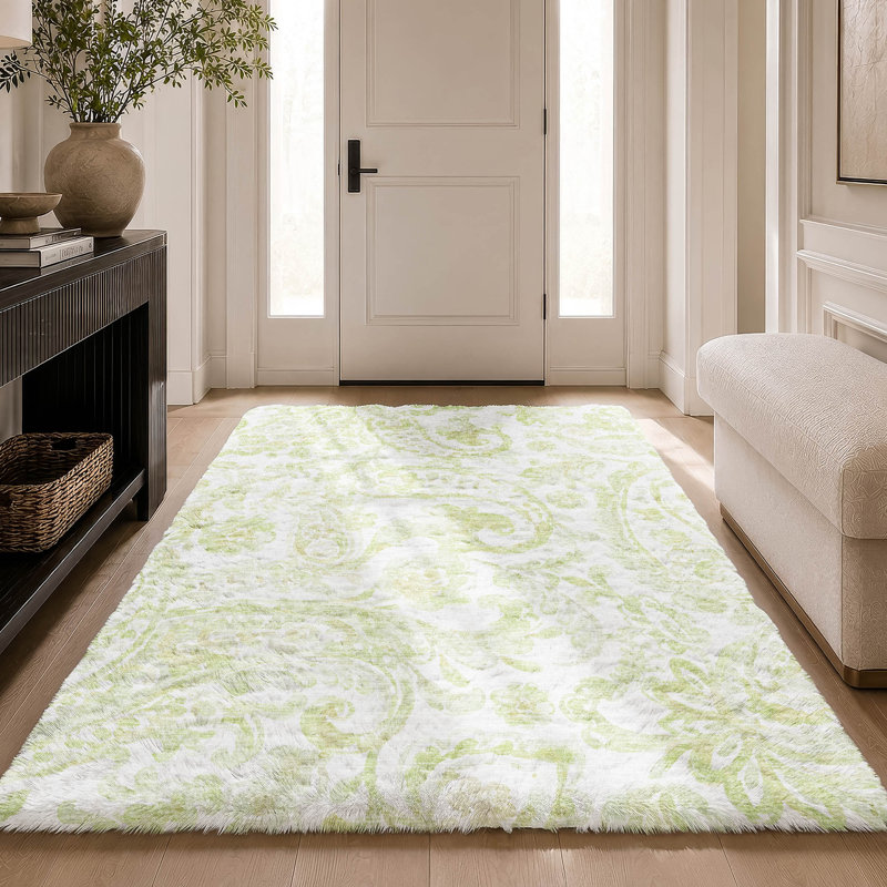Tapis cachemire ADS835 de qualité supérieure lavable à la machine Dream, Sauge, 5' x 7'6"