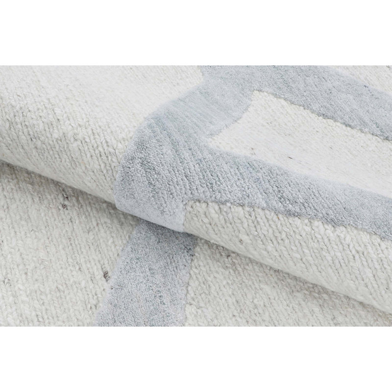 Tapis rectangulaire en laine / viscose noué à la main de couleur naturelle / turquoise, Rectangle 8 pi x 10 pi