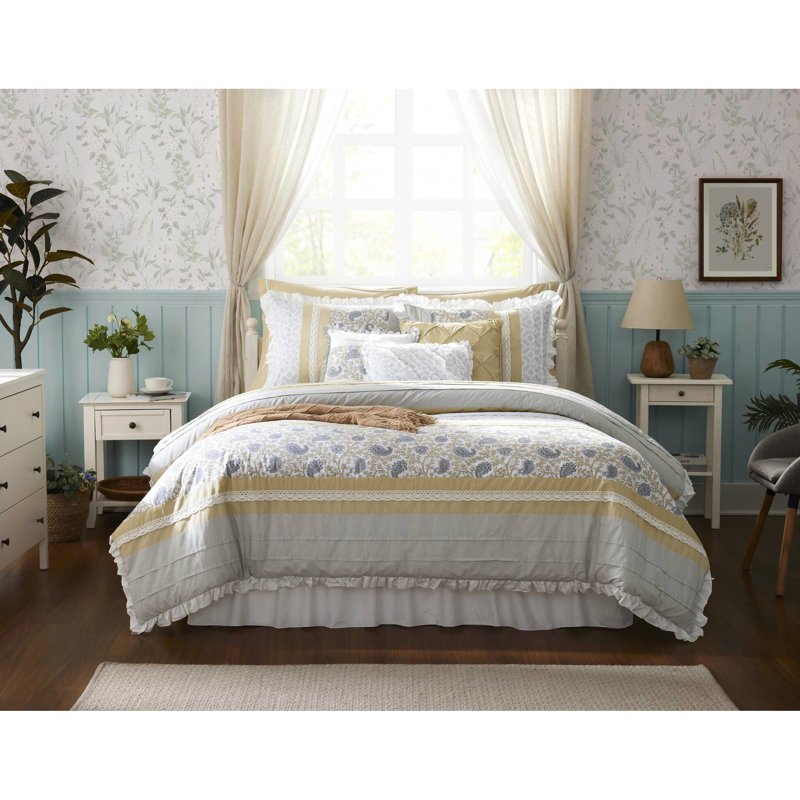 Édredon 9 pièces en coton pour grand lit jaune - Literie pour chambre à coucher, Queen Comforter + 8 Additional Pieces