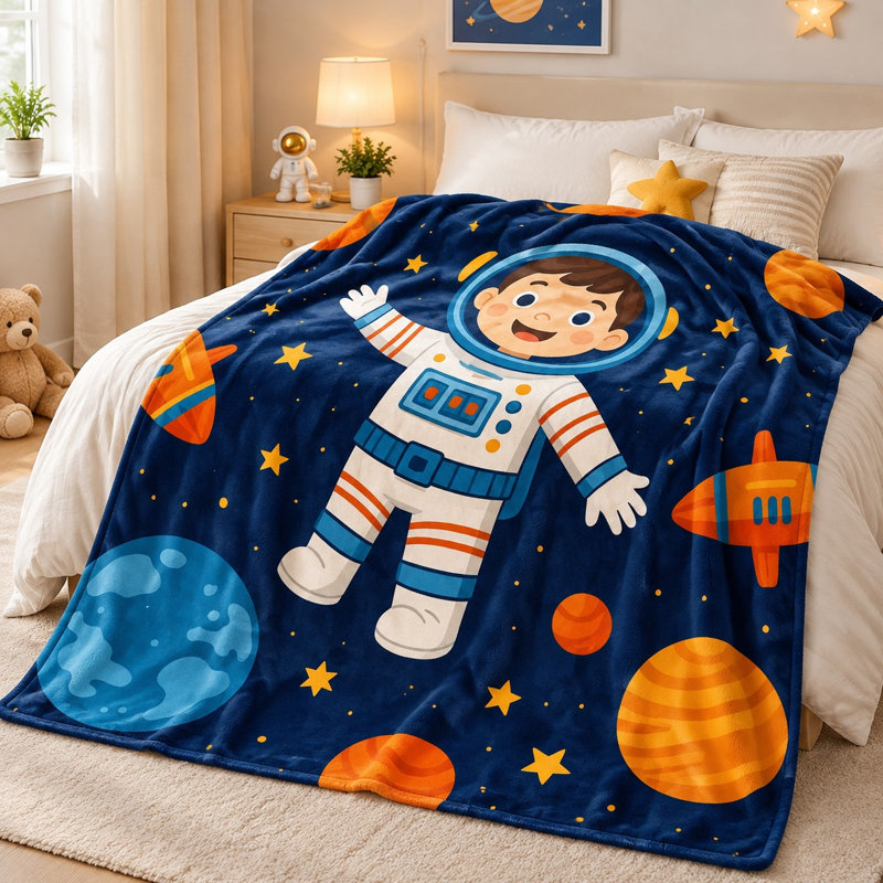Mignon astronaute mignon, motif de planètes de l'espace, douillette douillette pour canapé, canapé, chambre à coucher, décoration de salon