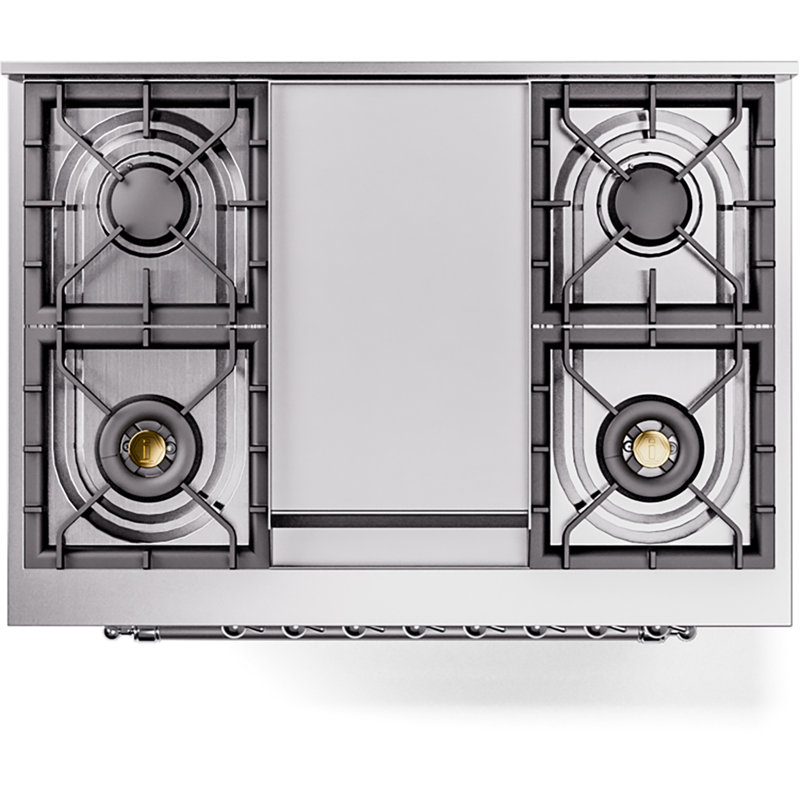 ILVE Nostalgie II 36 Dual Fuel Range, knobs, Burgundy/Bronze, Natural Gas