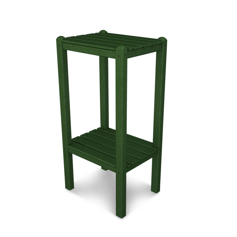 POLYWOOD Two Shelf Bar Side Table, Green