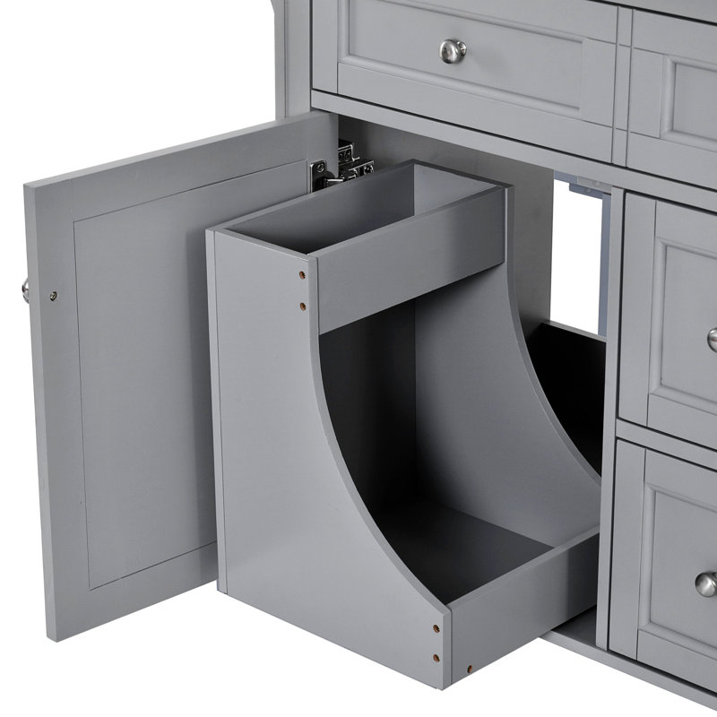 Armoire de rangement de salle de bain moderne avec 2 tiroirs et un tiroir basculant, Gris