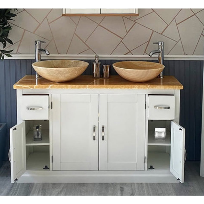 Andrus 1231mm Double Bathroom Vanity with Vessel Stone Basin