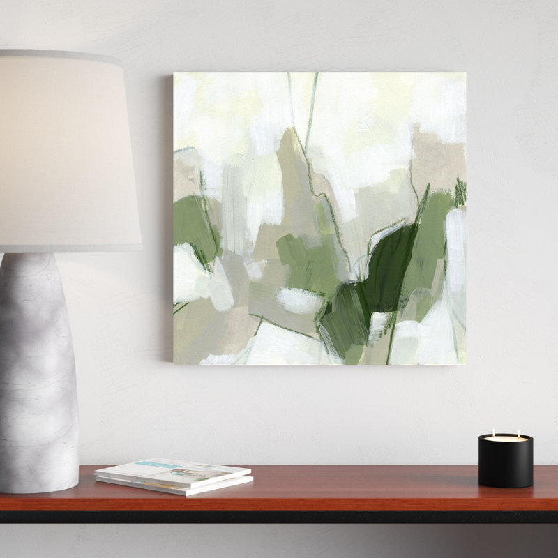 «Emerald Fragment II» par June Erica Vess - peinture sur toile tendue, H 30 po x l 30 po, Cadre flottant, Érable