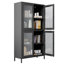 Armoire de rangement classique en métal, vitrine avec 4 portes en verre