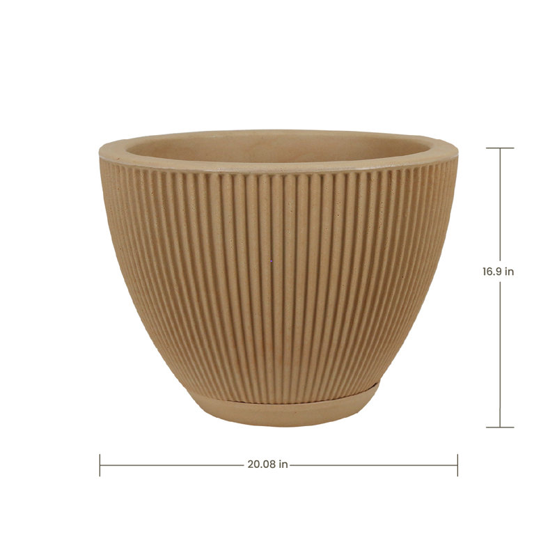Ciya ECOBO Eco-Friendly Round Pot Planter, Garoa Indoor/Outdoor Four Season Use, Terracota, 16.9" H x 20.1" W x 20.1" D