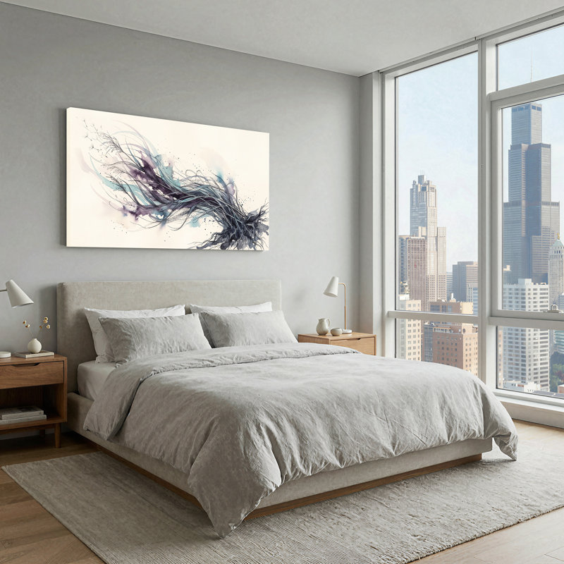 «Blue Grass and Abstract Grass Roots and Floating Seeds», art mural sur toile, L 58 po x H 28 po